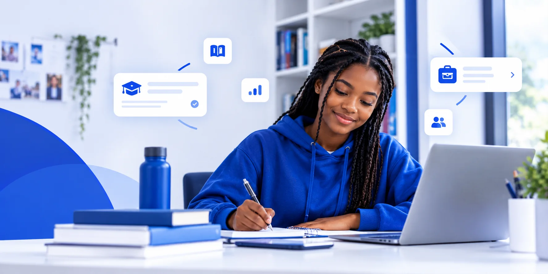 Student discovering opportunities in a digital learning space